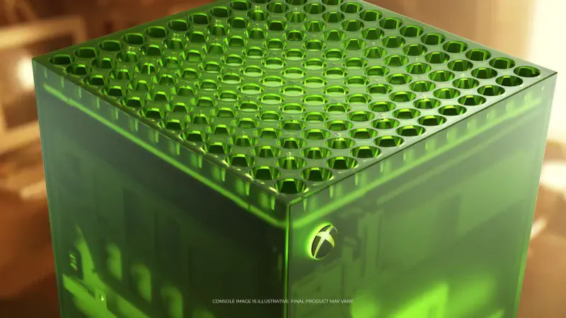 Translucent green Xbox Series X25 Limited Edition console with 25th anniversary logo