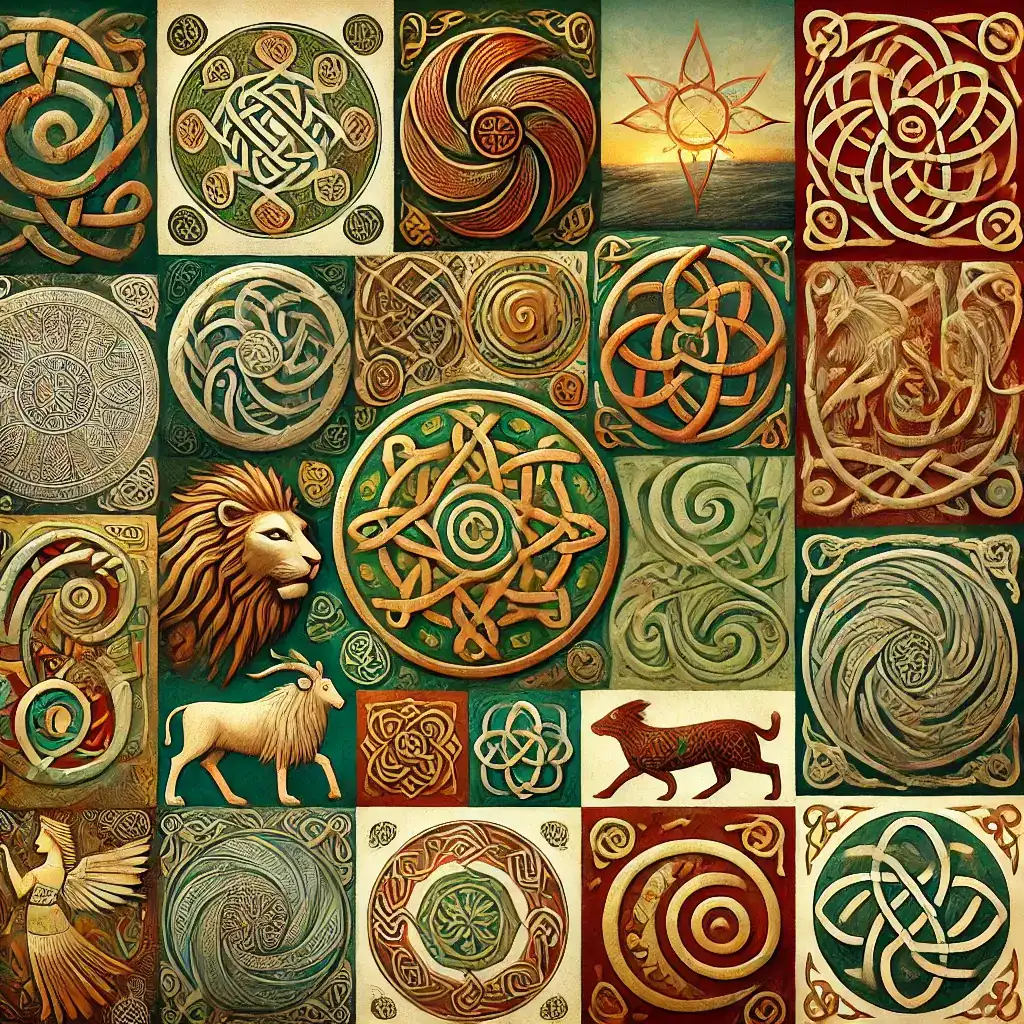 Intricate Celtic knots and symbols showcasing Irish heritage and ancient art.
