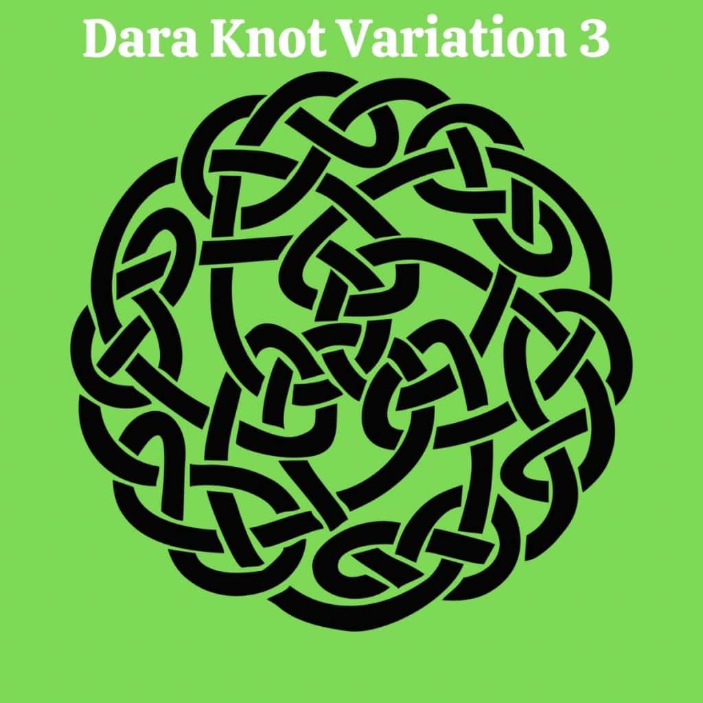 Intricate black Celtic Dara Knot on green background, Irish heritage symbol.