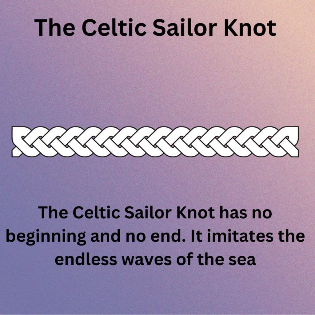 Celtic sailor knot illustration with informational text about its design and symbolism.