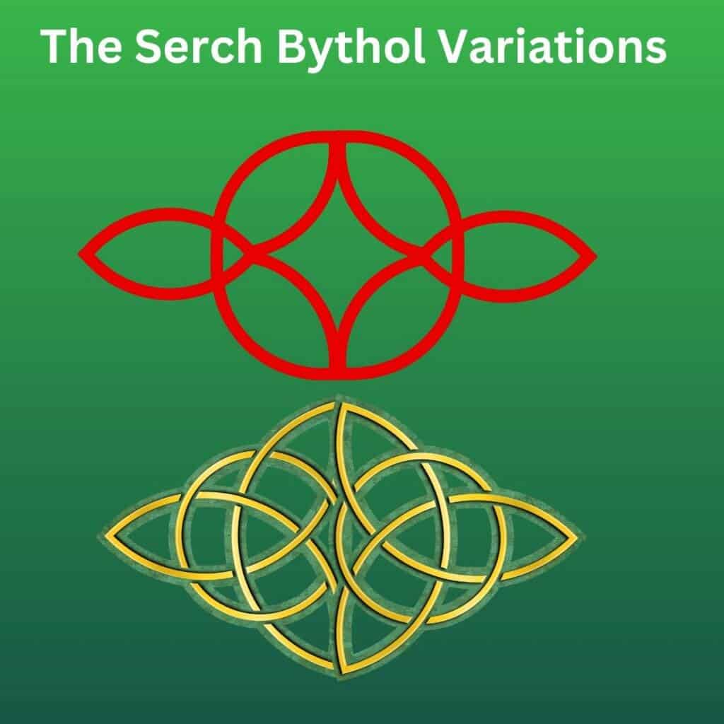 Red and yellow Celtic knot patterns on green background, showcasing Irish heritage symbols.