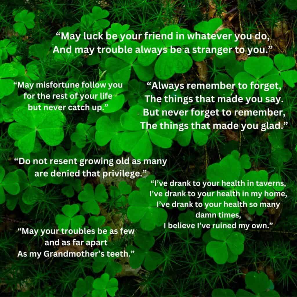 "Irish four-leaf clovers and grass, symbolizing luck and Irish heritage".