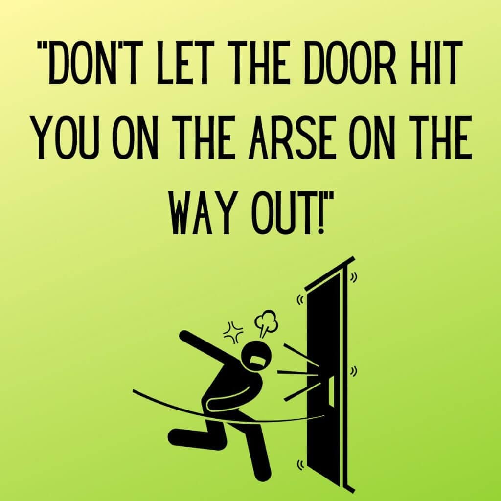 Door hitting person cartoon funny quote about being cautious.