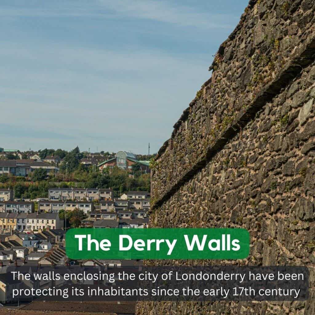 Stone wall along the Derry Walls in Londonderry, Ireland.