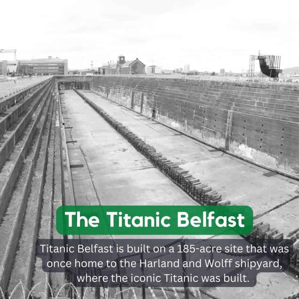 Ruins of the Titanic Belfast shipyard, once a major Irish maritime site.