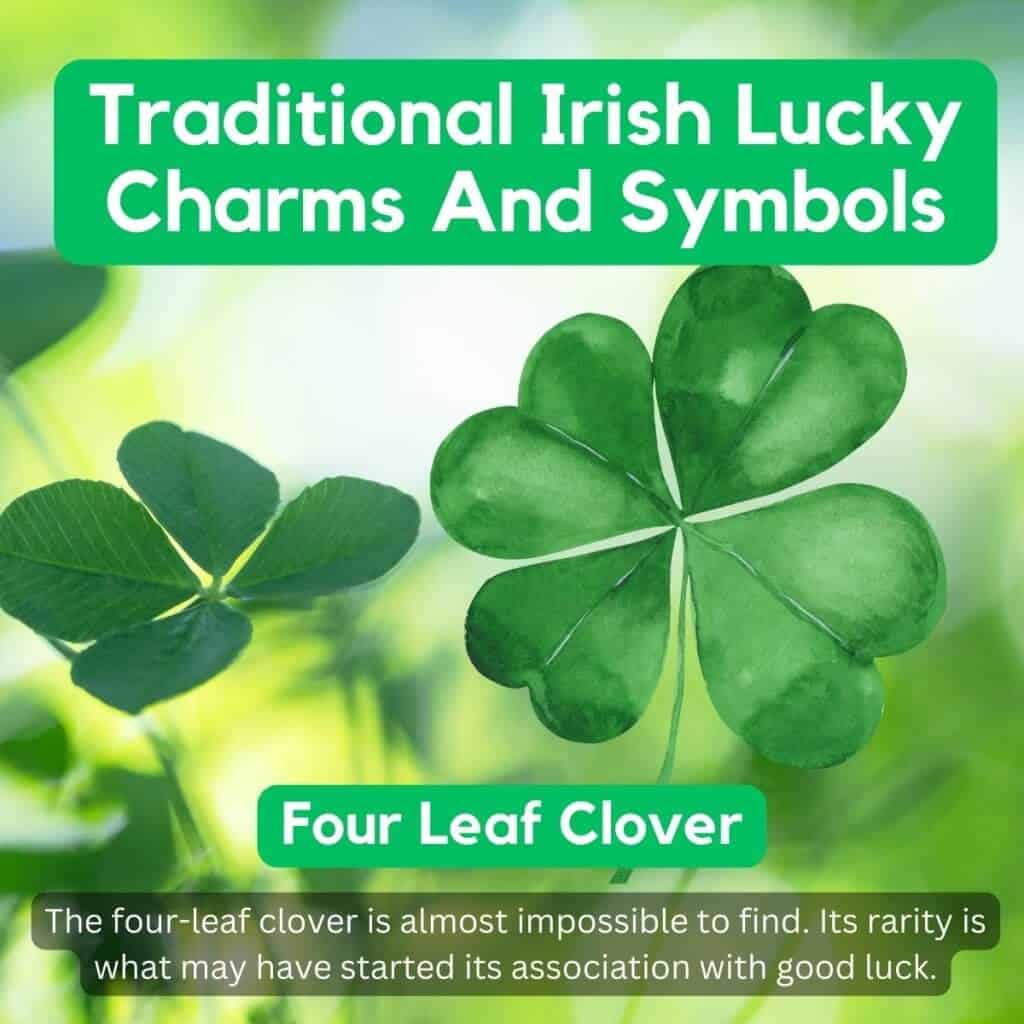 Four-leaf clover symbol of Irish good luck and folklore.
