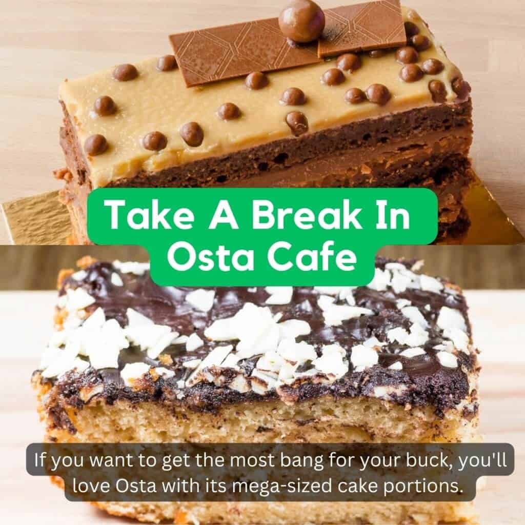 Decadent layered cakes at Osta Cafe in Ireland.