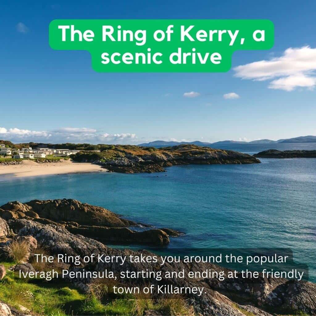 Ireland coastline with rocky shores and calm blue waters under clear sky.