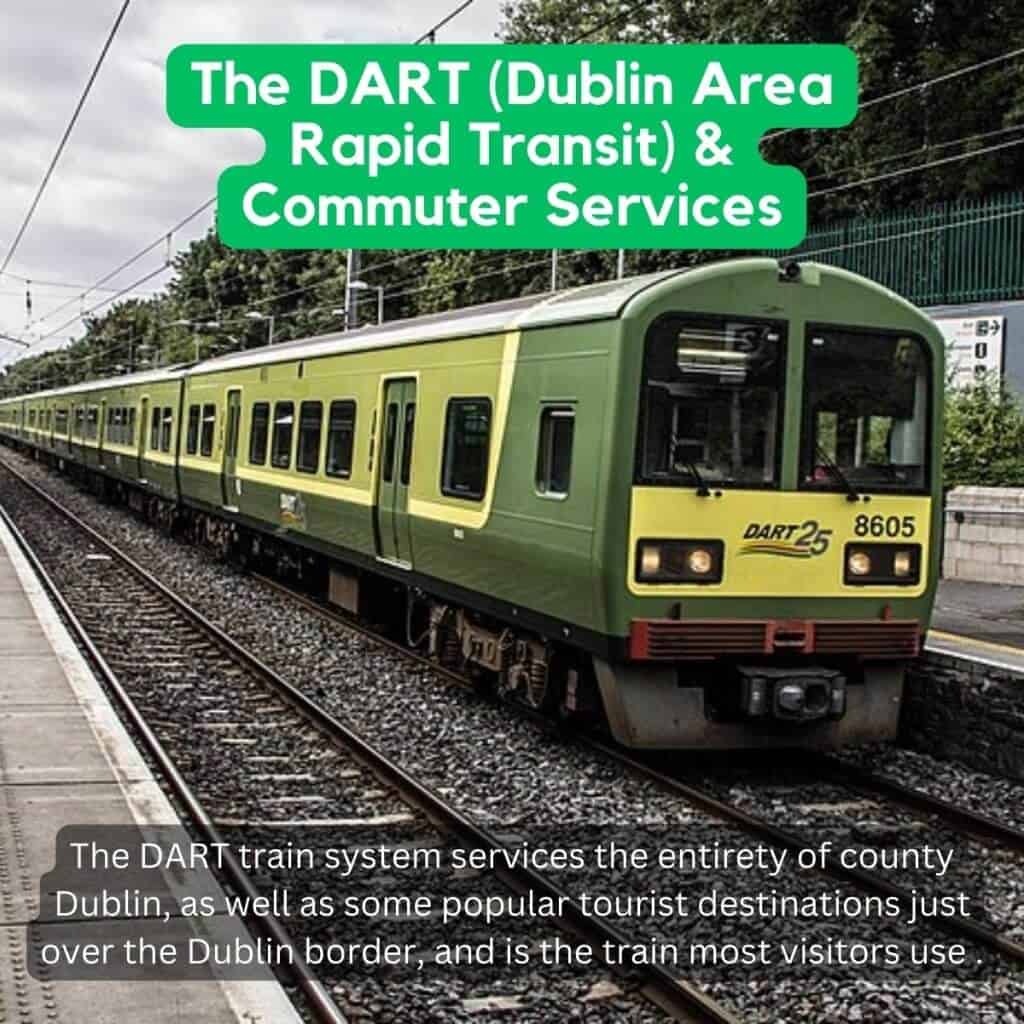 Dublin Area Rapid Transit train at station platform.
