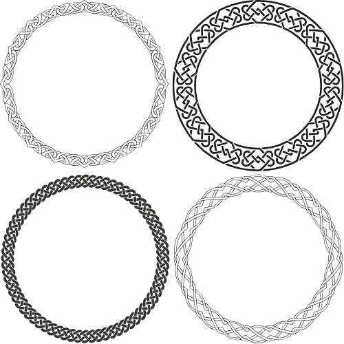 Intricate Celtic cross designs in black and white.