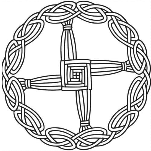 Intricate Celtic knot pattern with a central arrow design, symbolizing Irish heritage and craftmanship.