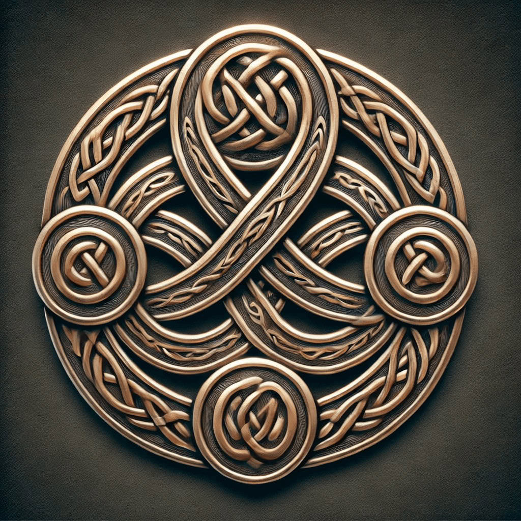 Intricate Celtic knot design in wood, symbolizing Irish heritage and artistry.