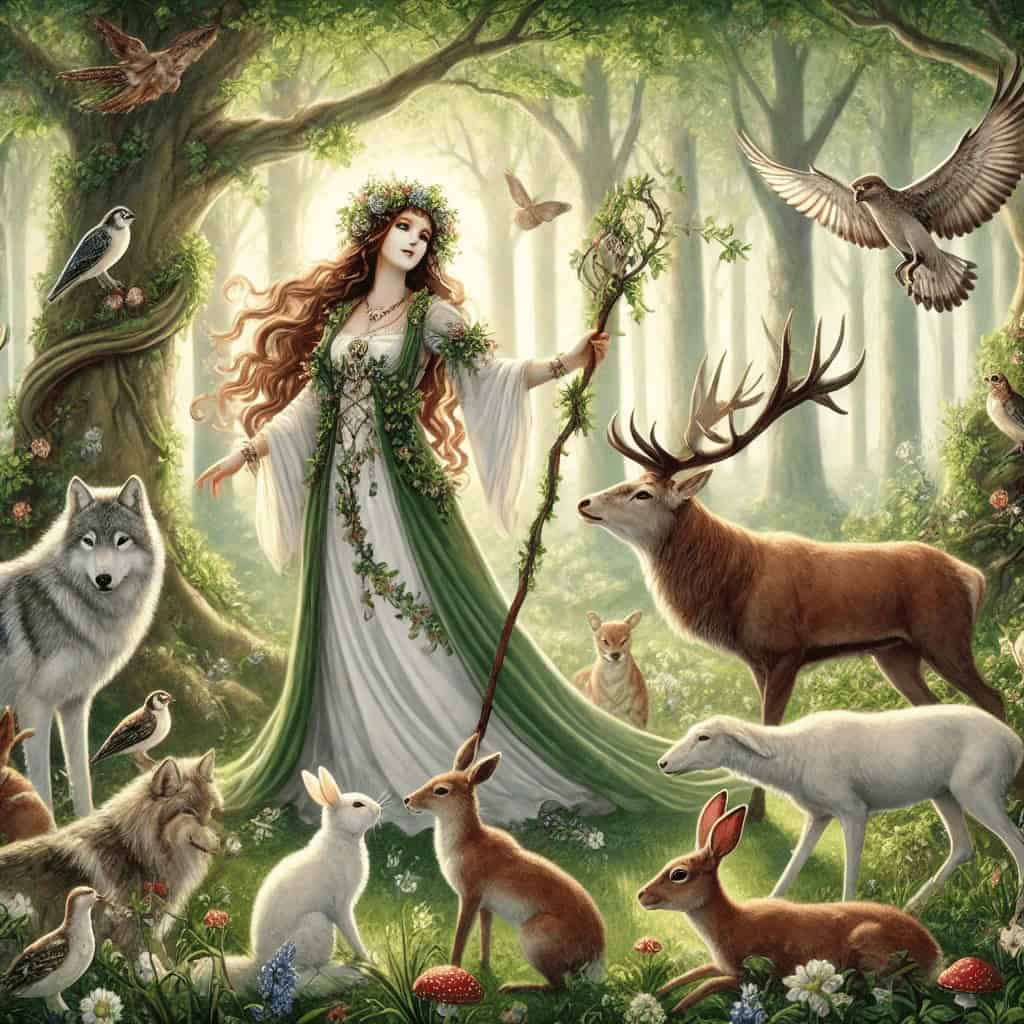 flidais goddess with animals
