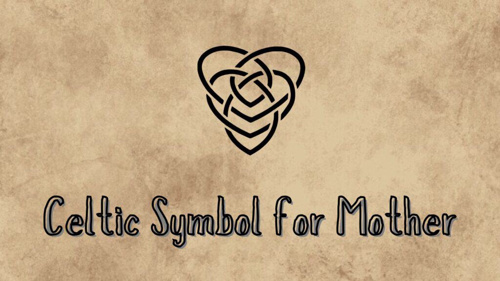 Celtic mother symbol in black on textured beige background.