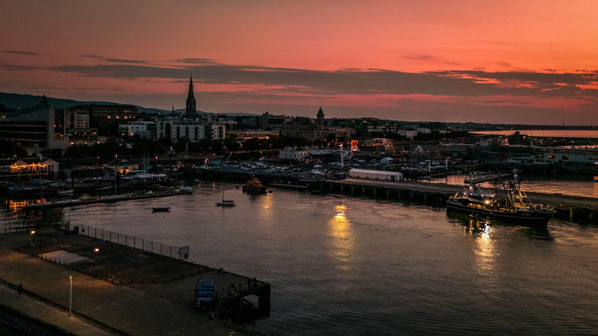 Dún Laoghaire harbour at sunset