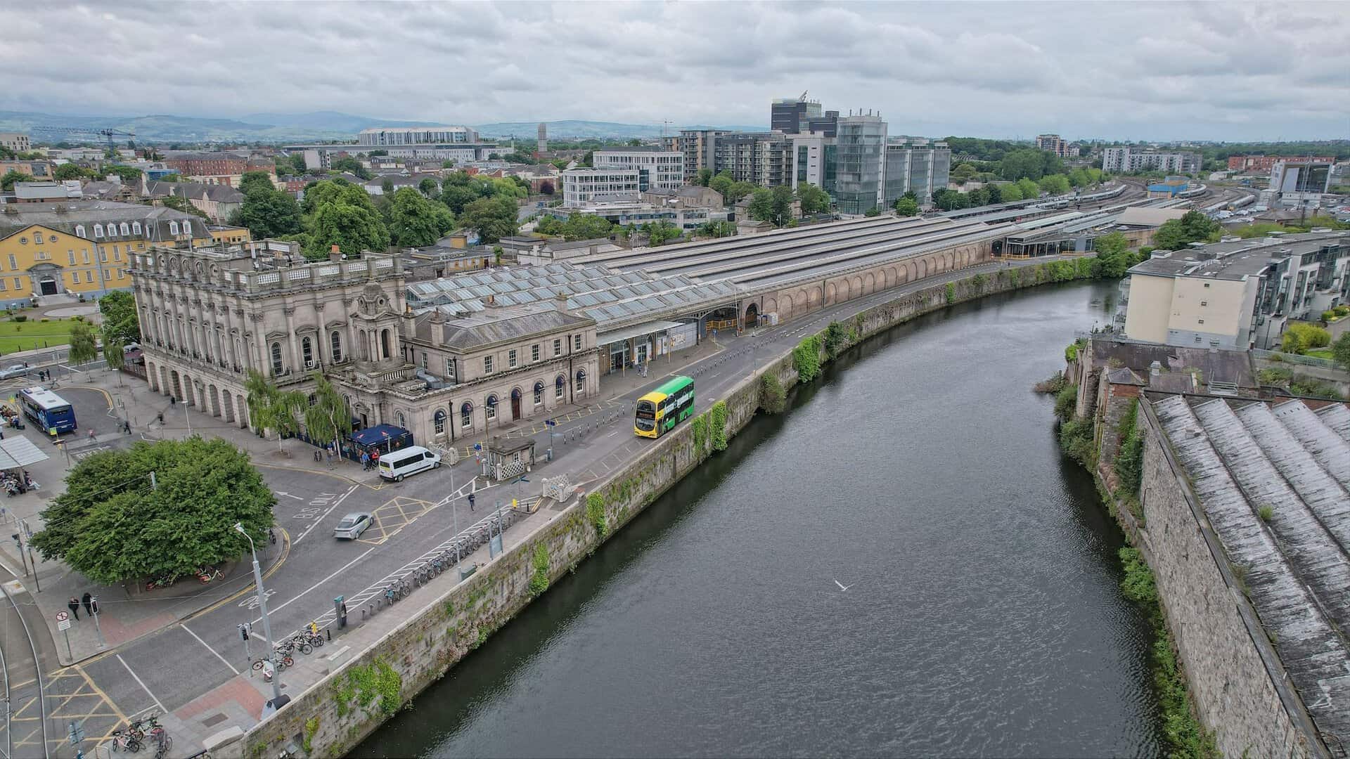 Heuston Station beside the River Liffey in Dublin