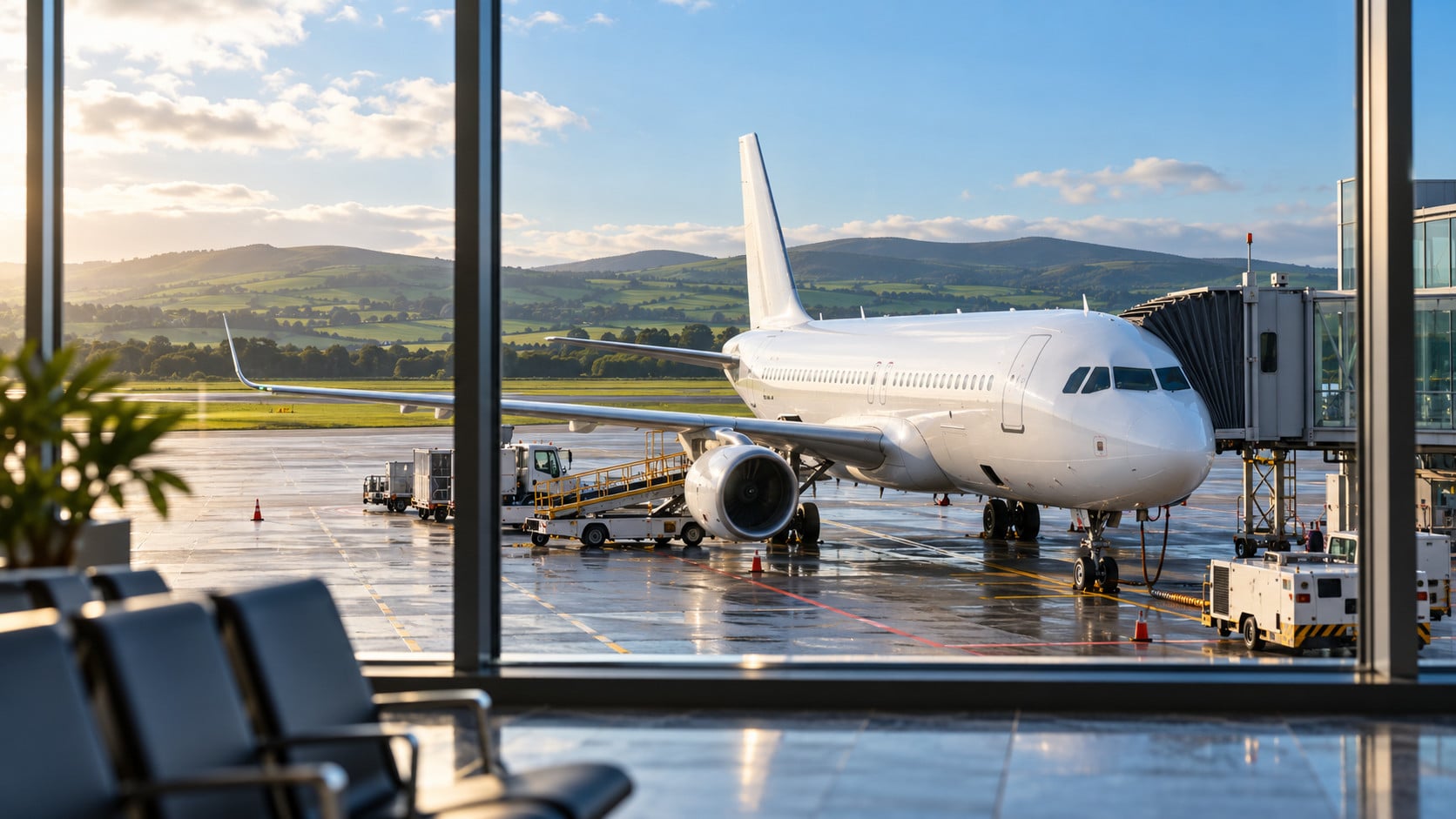 airport view of an airplane outside