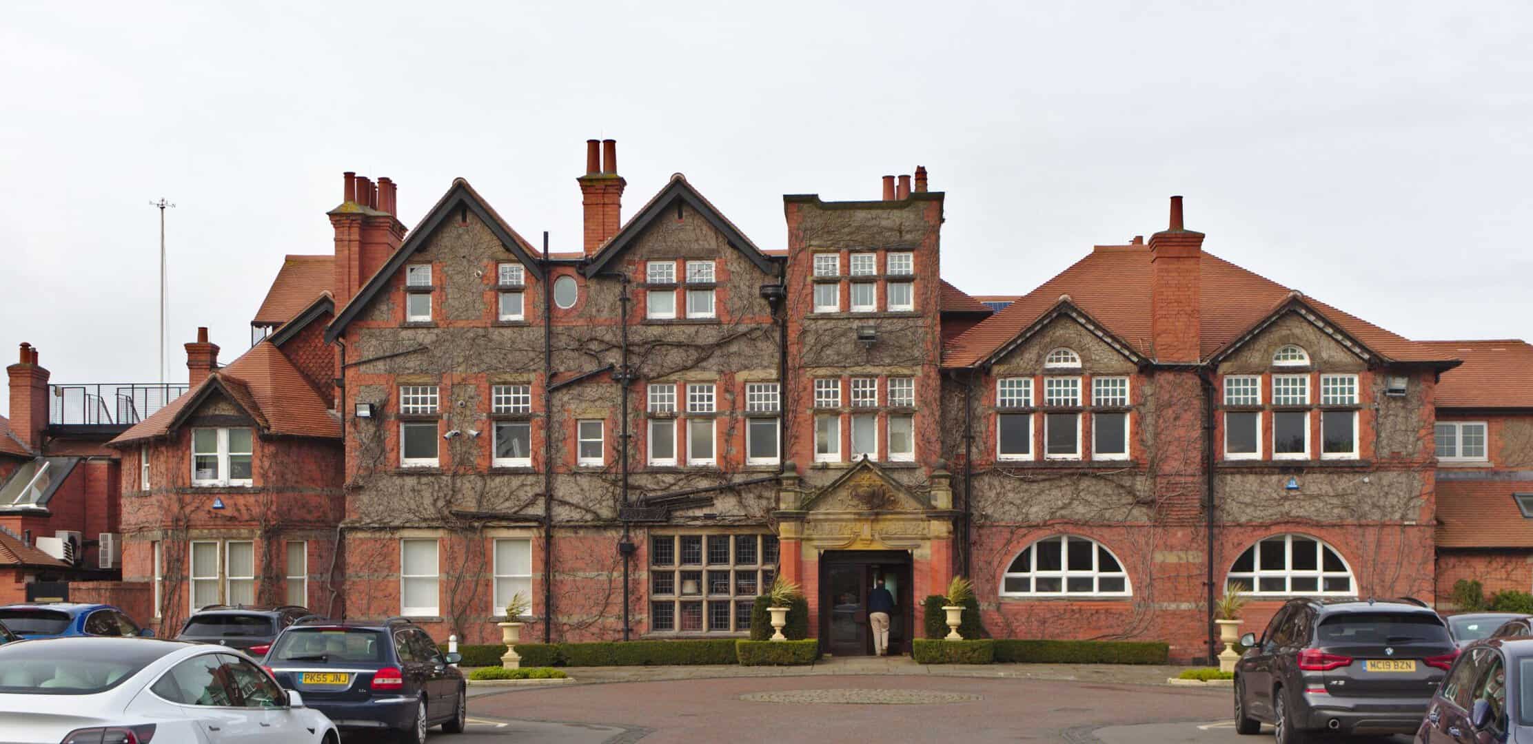 The clubhouse at Royal Liverpool Golf Club in Hoylake