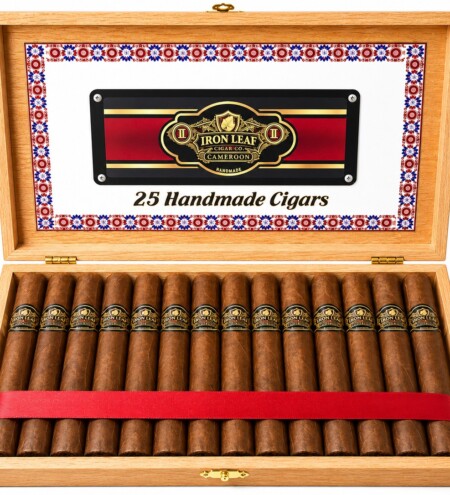 Ironleaf Cigars Cameroon Maduro handcrafted premium cigar box with open display