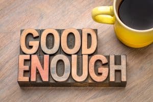 Good enough - word abstract in vintage letterpress wood type to showcase the title of the post.