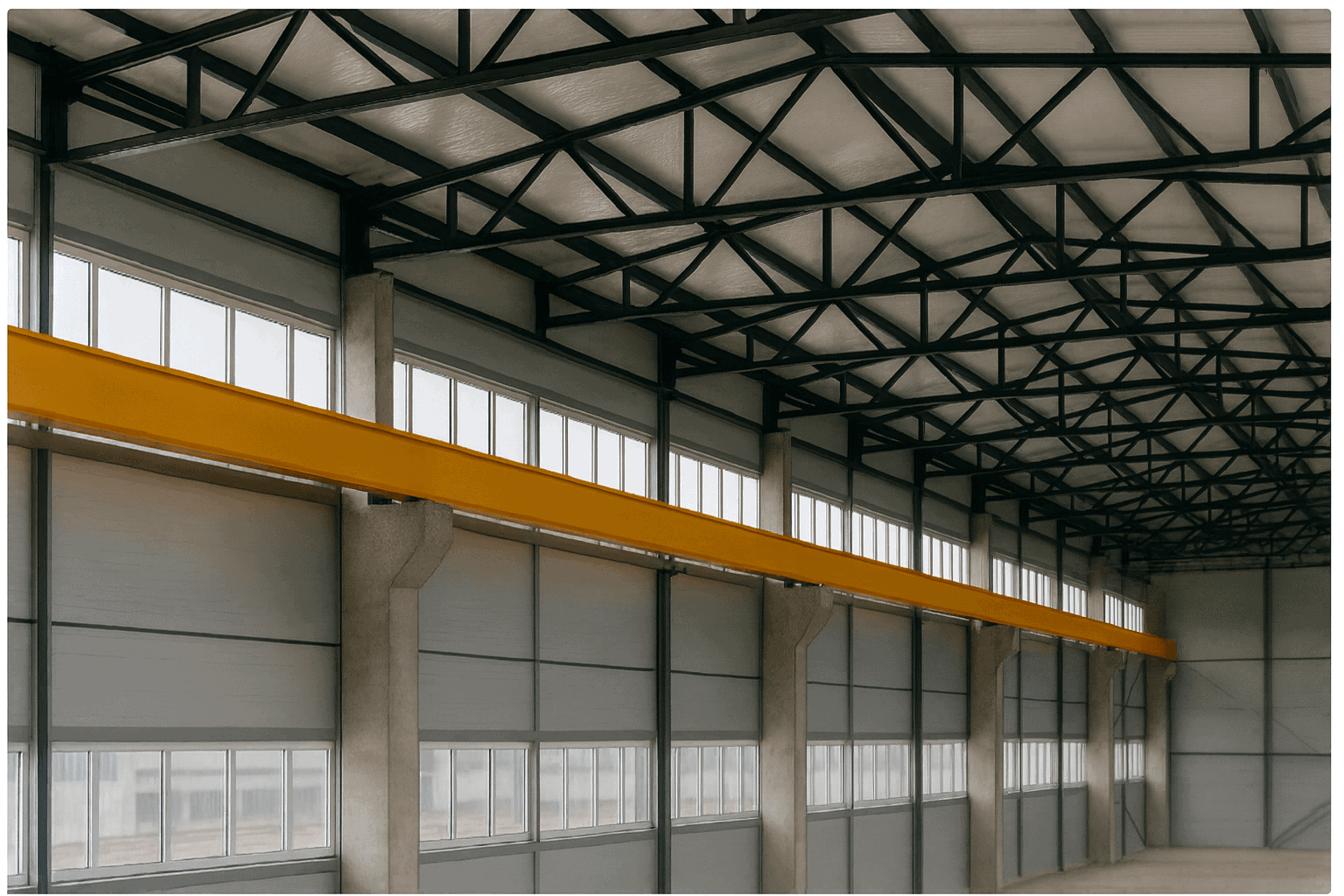 Projekt hali przemysłowej z suwnicami o wymiarach 66x102m – optymalizacja konstrukcji hybrydowej