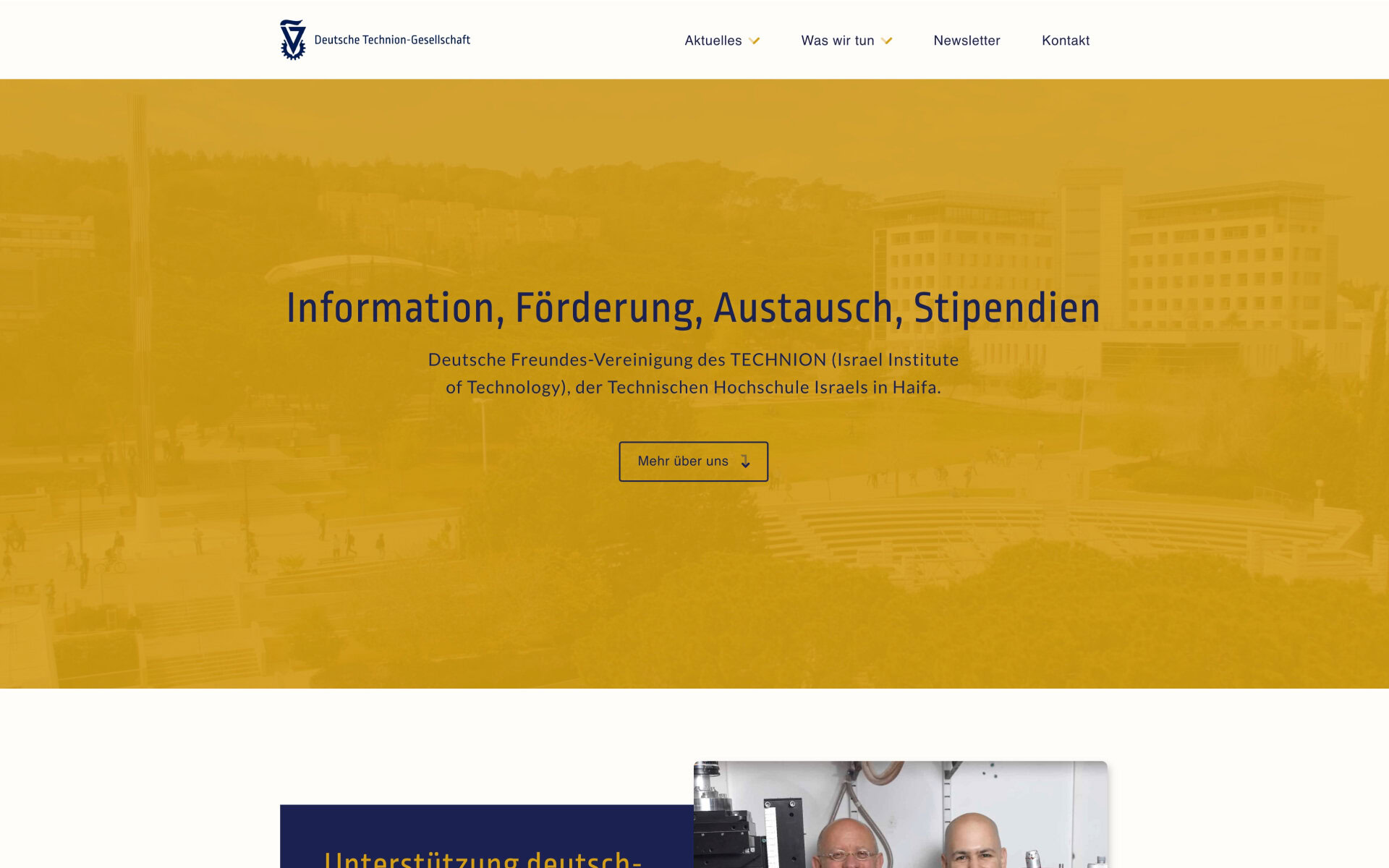 Screenshot WordPress Website „Deutsche Technion Gesellschaft“