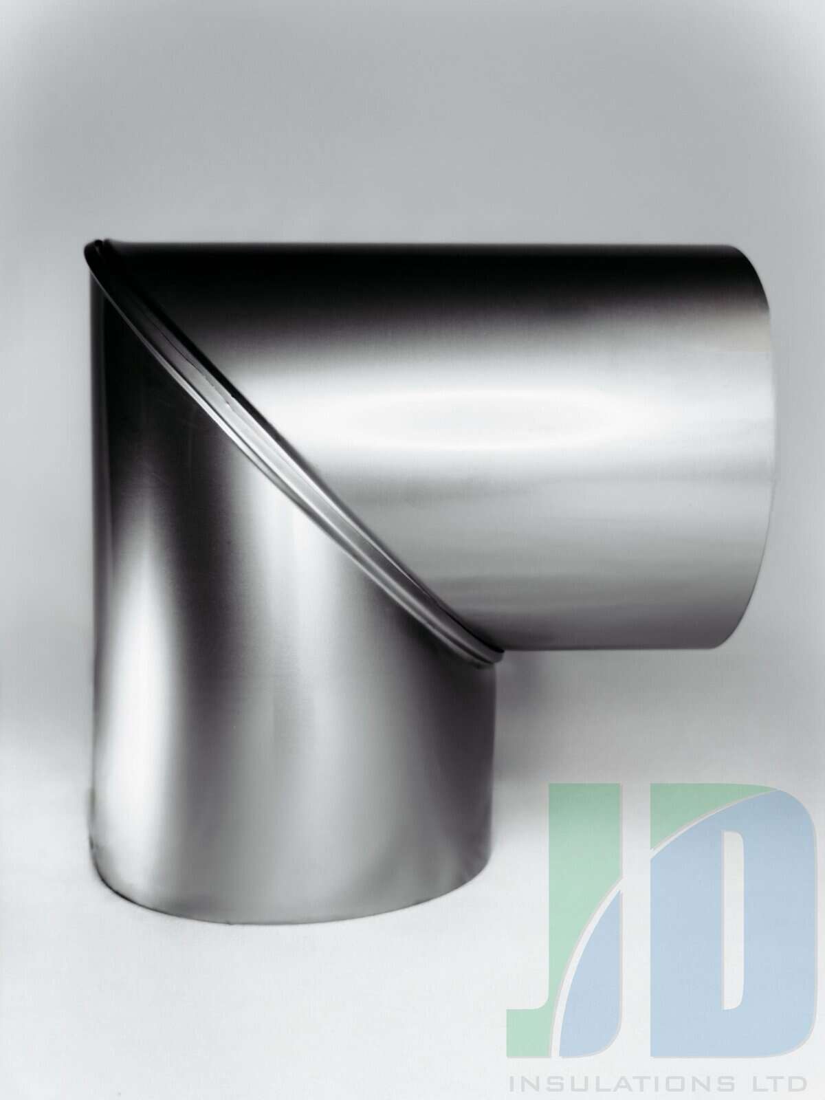 Stainless steel duct elbow insulation component.