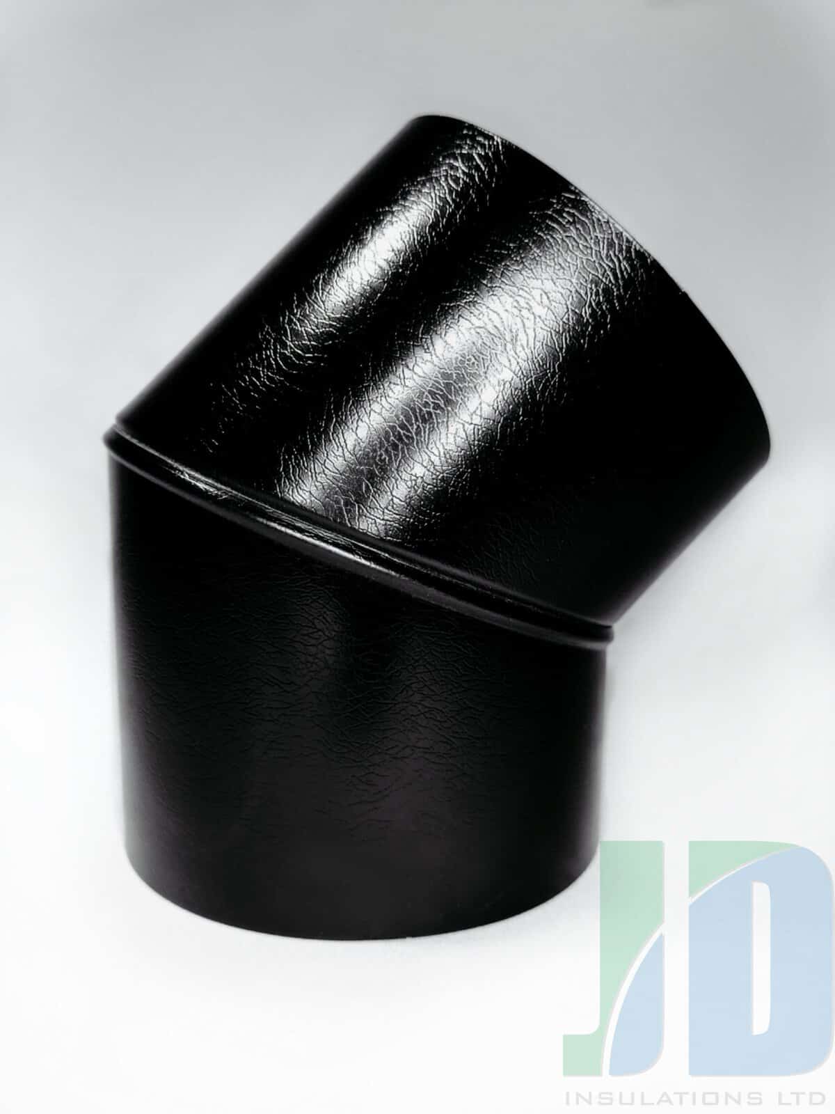 Black pipe elbow insulation on white background