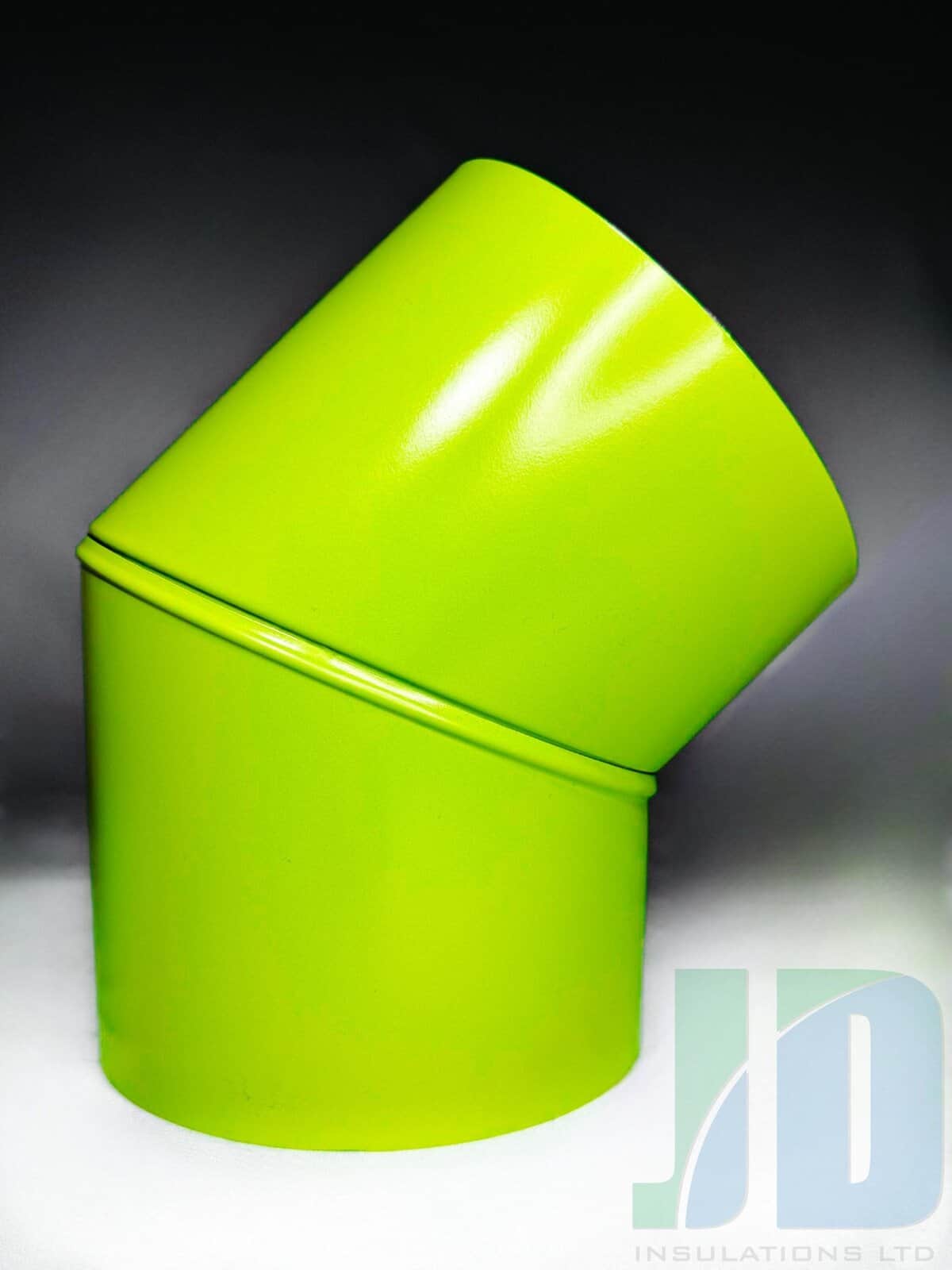 Green insulated pipe with bend, JD Insulations Ltd.