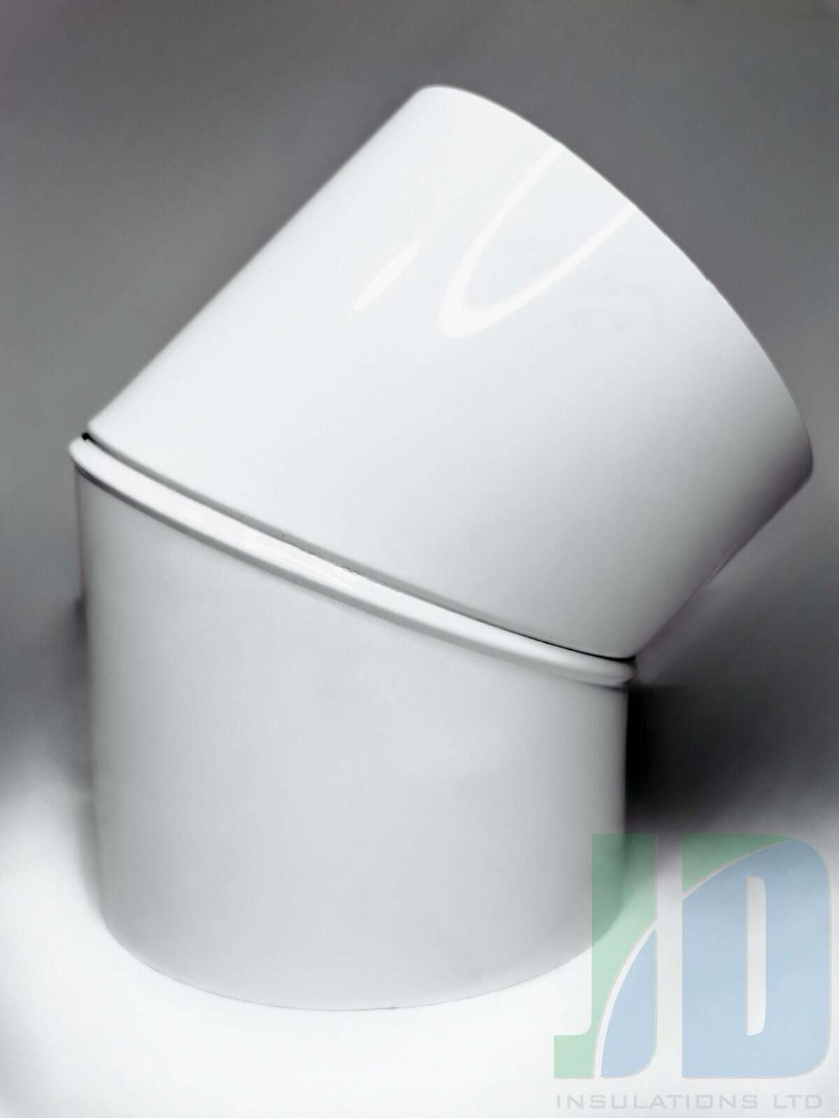 White 45-degree pipe elbow insulation fitting