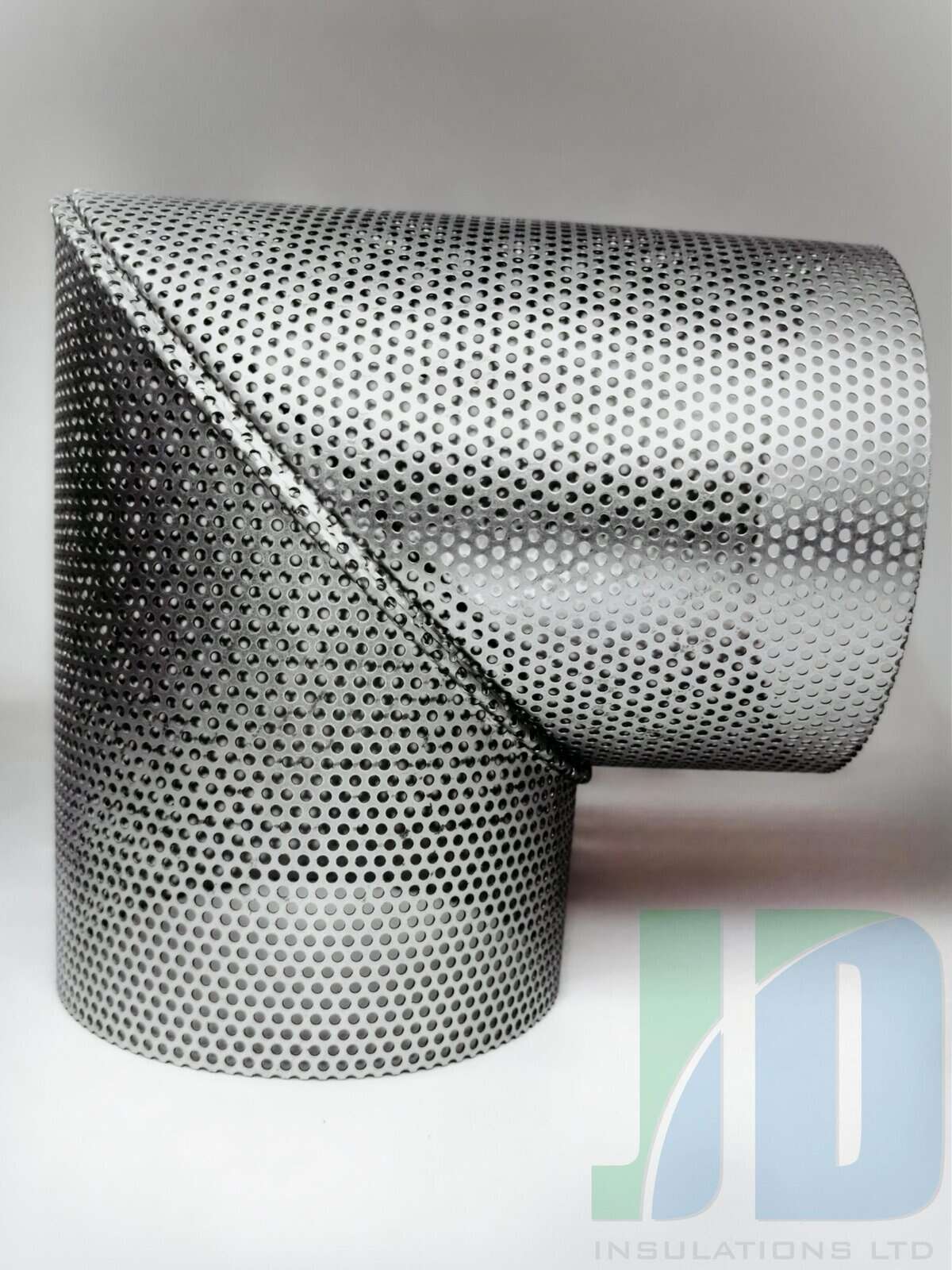 Perforated metal pipe insulation joint