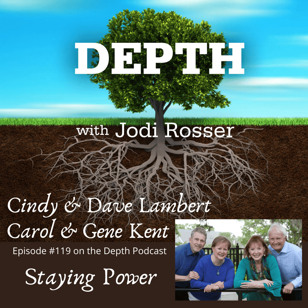 Podcast episode cover with tree and guest photo for Depth Podcast.