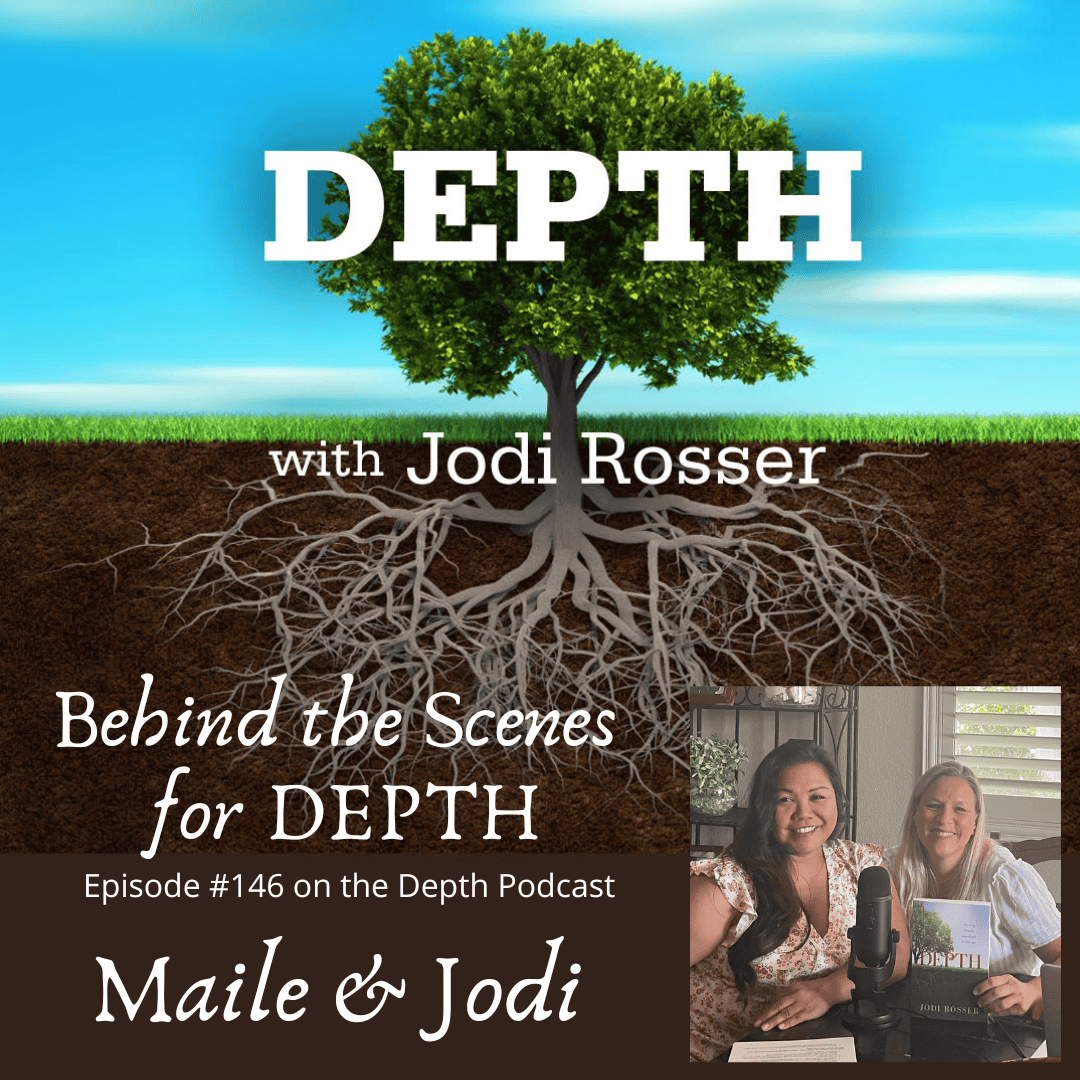 Jodi Snowdon behind the scenes for Depth Podcast episode 146 with Maile.