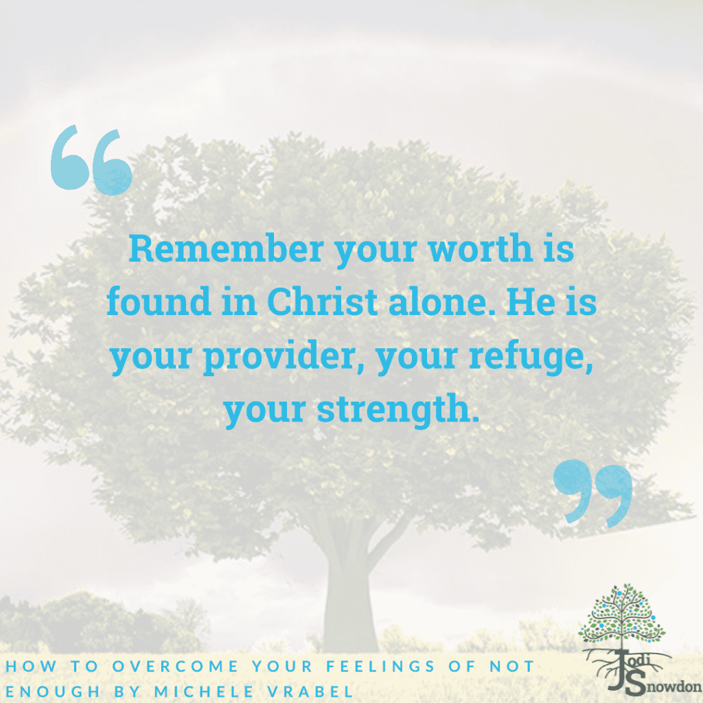 Tree with an inspirational quote about worth and faith in Christ.
