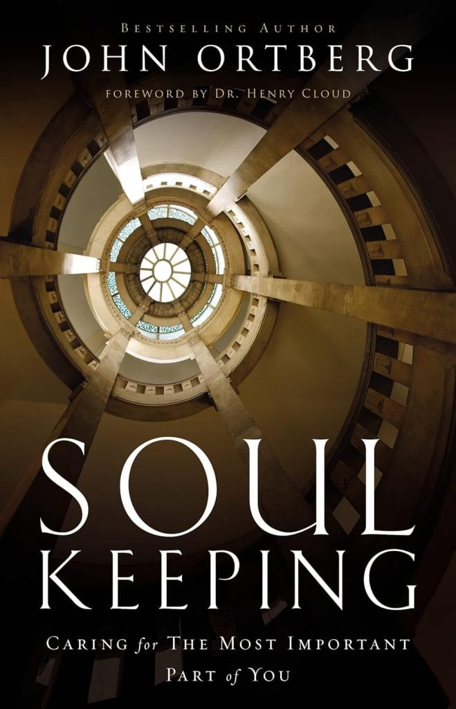 Book cover of Soul Keeping by John Ortberg with spiral staircase design.