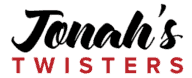 Text: Jonah's Twisters with Jonah's in black and Twisters in red