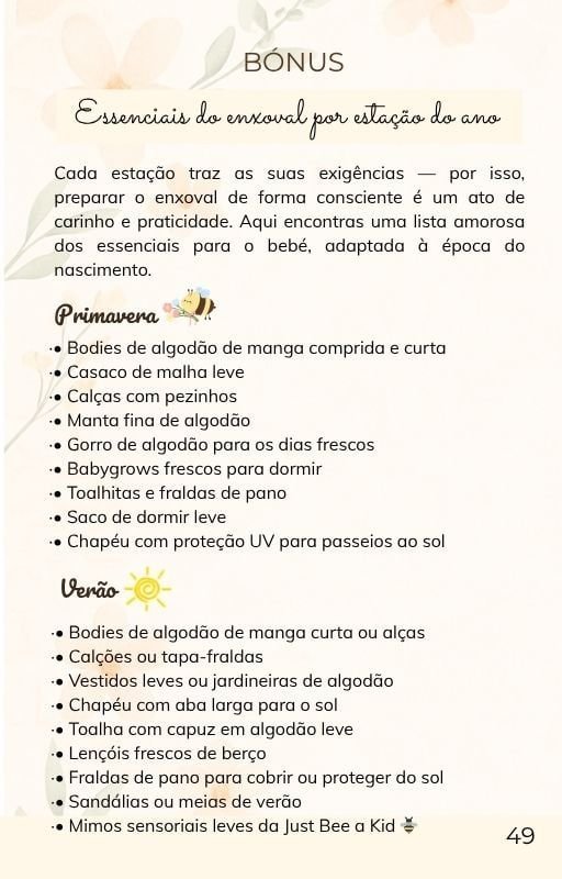 Bónus do ebook A doce viagem da gravidez