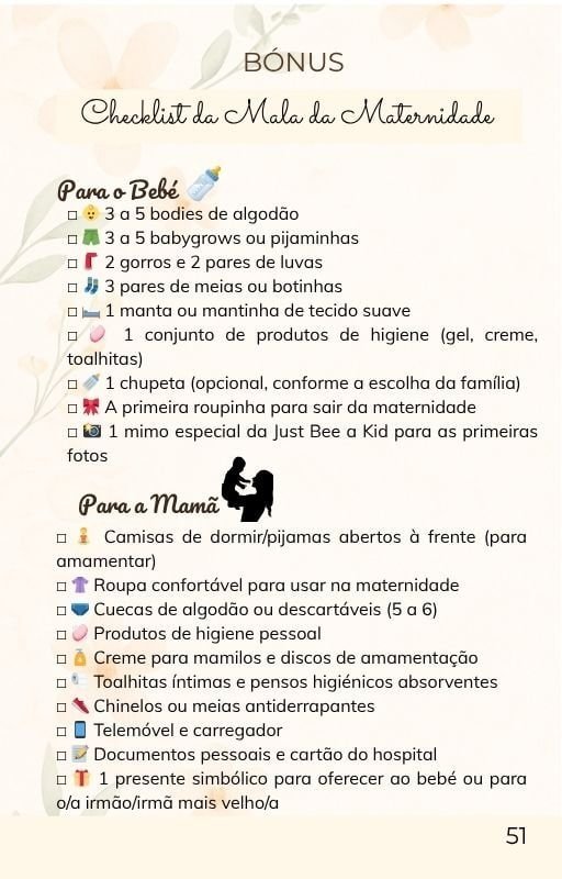 bónus do ebook A doce viagem da gravidez