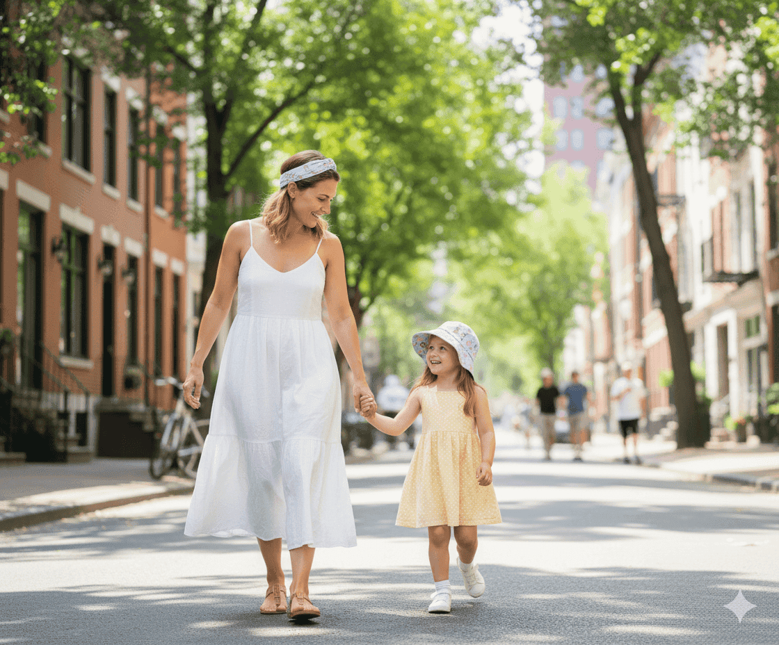 conjunto de bolsa e chapéu mãe e filha