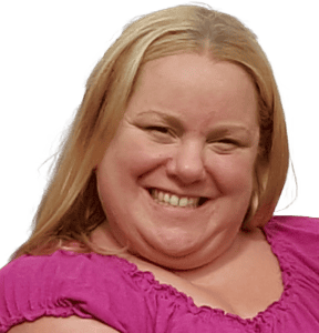 Smiling woman with blonde hair in pink top at Karen's Stars Childminding Services.
