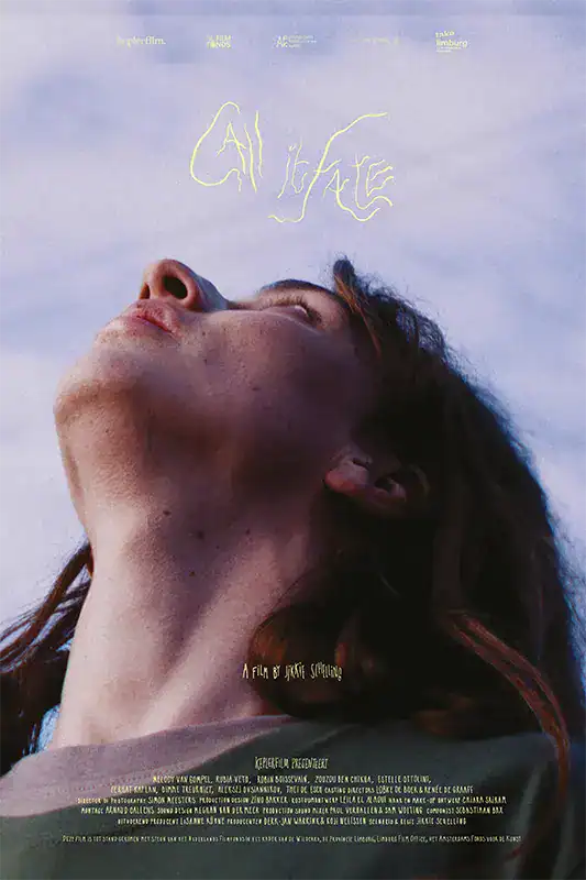 Close-up of a woman's face looking up with "All is Fine" written in the sky above her.