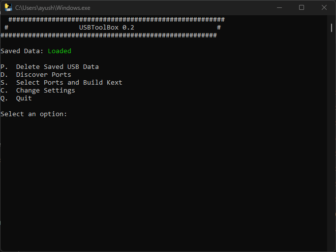 USB toolbox interface for managing drivers and system files.
