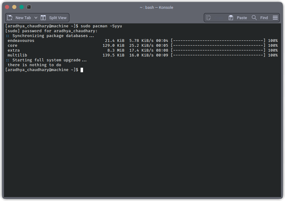 Upgrade KDE Plasma Workflow in Arch Linux 20 Upgrading the packages of AUR Arch Linux KDE Plasma