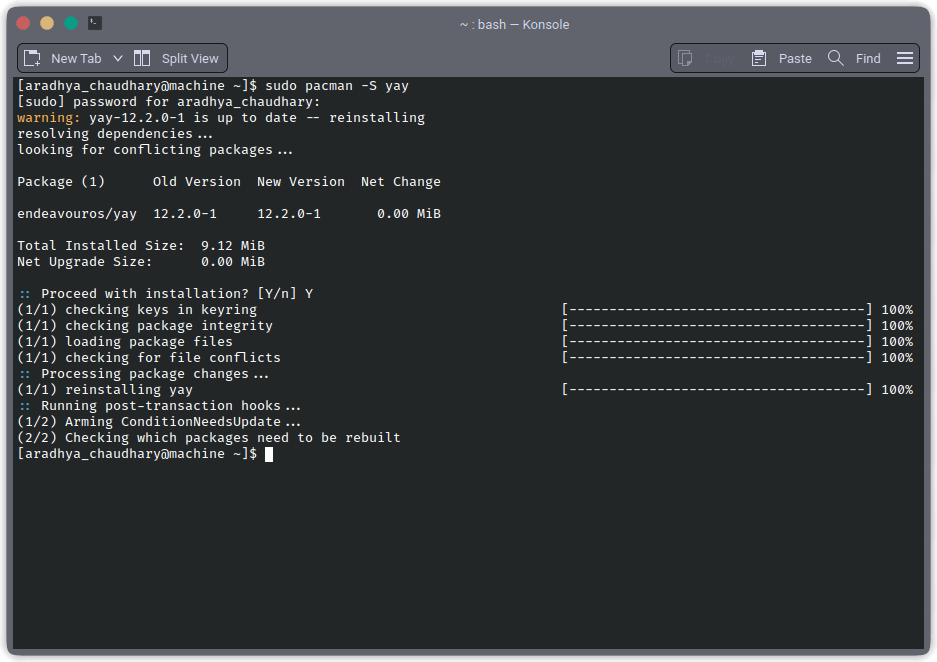 Upgrade KDE Plasma Workflow in Arch Linux 21 Upgrade "yay" package manager