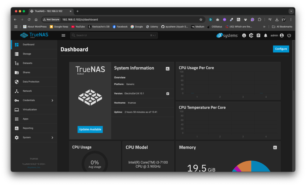 TrueNAS Dashbaord for NAS storage - Best OS for home servers