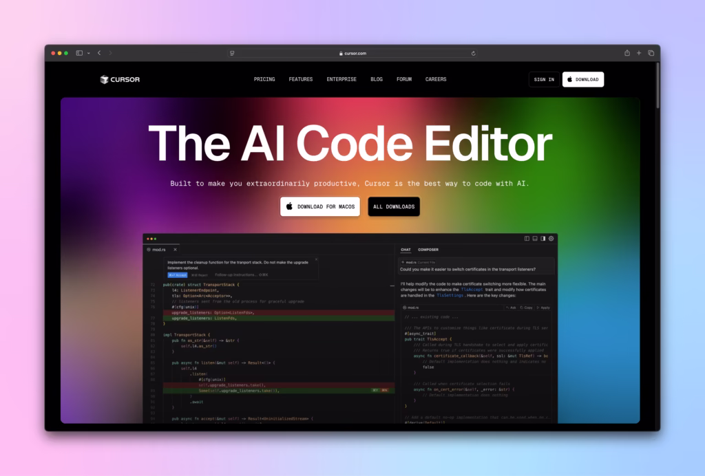 Vibe Coding: Transforming Software Development Forever 2 cursor IDE homepage