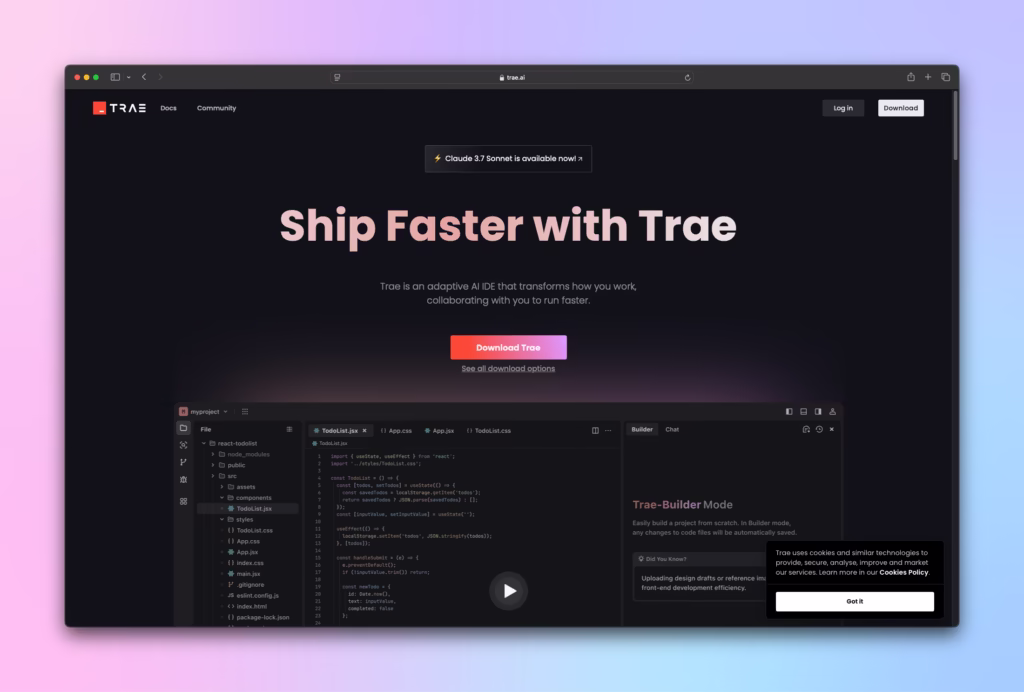 Vibe Coding: Transforming Software Development Forever 3 trae.ai homepage