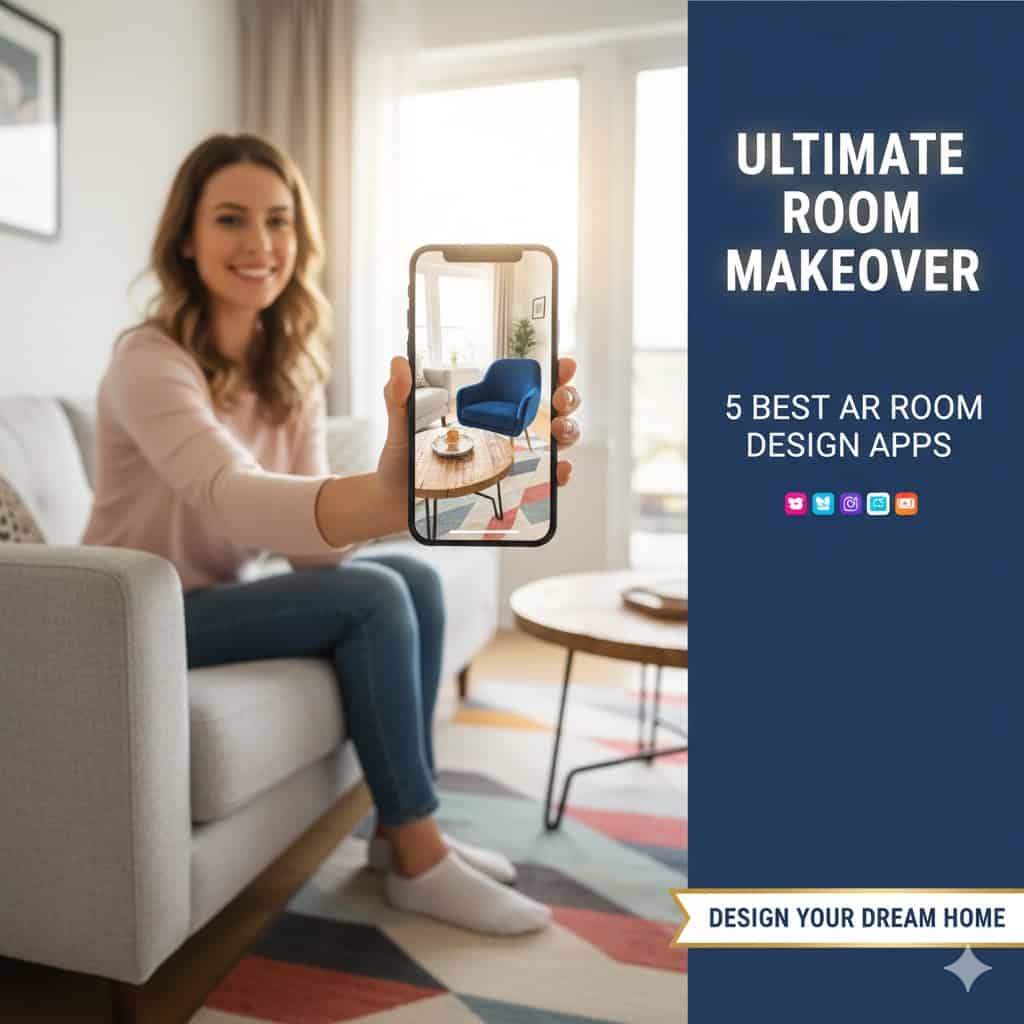 5 Best AR Room Design Apps for an Ultimate Makeover 1 Kextcache ultimate room makeover for AR interior design apps with cozy living room scene and digital home renovation tools.