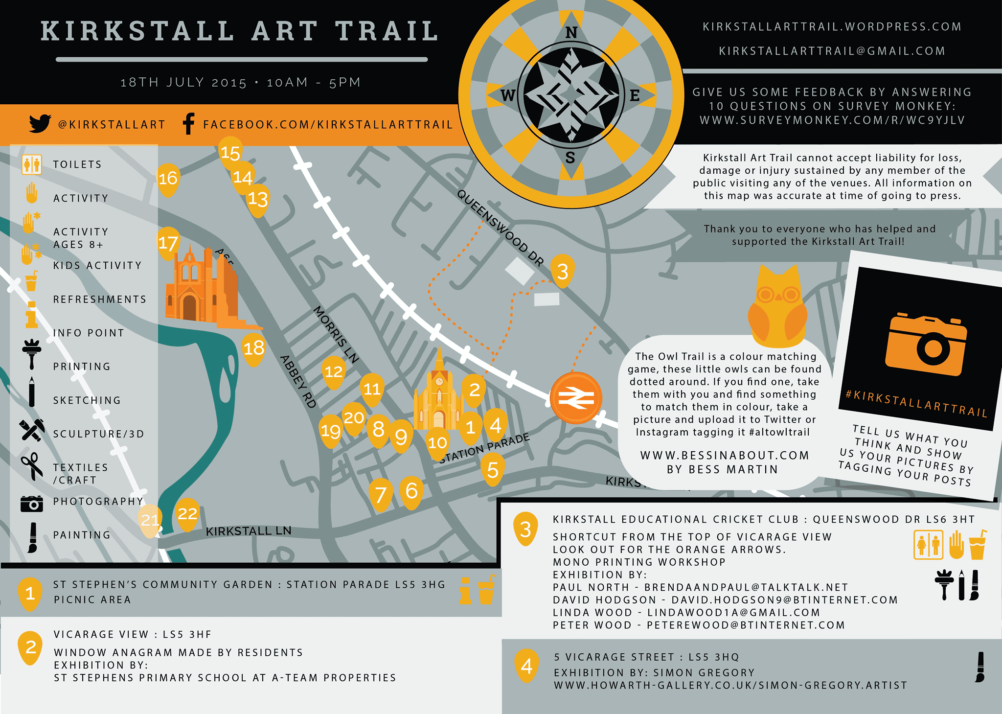 First page of the Kirkstall Art Trail 2015 map.