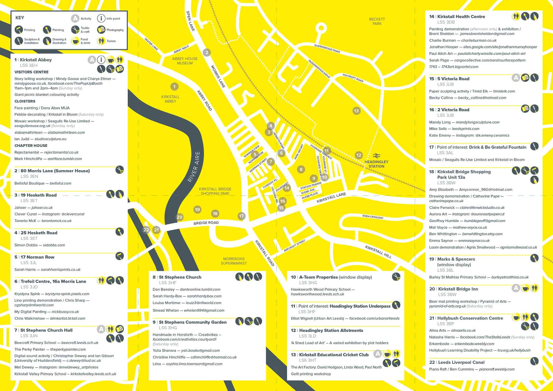 Kirkstall Art Trail 2017 map.